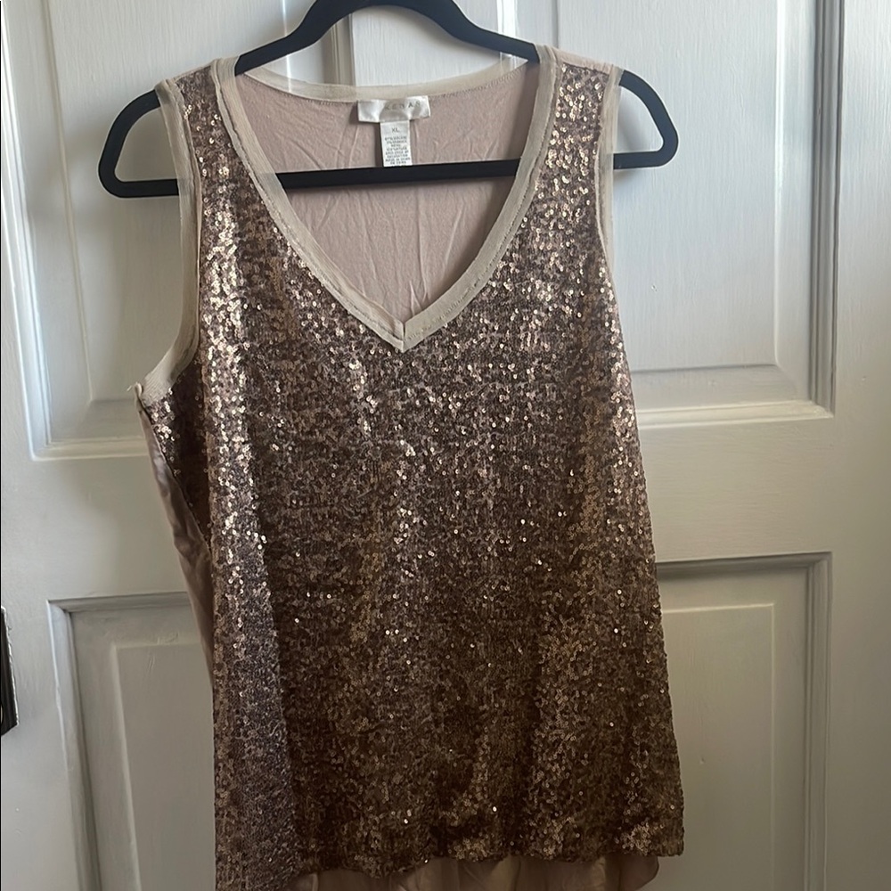 Kenar Gold Sequin Tank Top Sleeveless